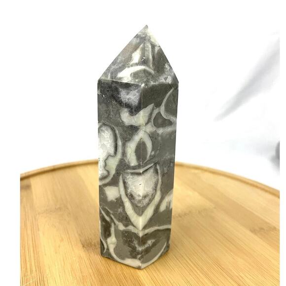 Zebra Jasper Crystal 5" Tall Natural Healing Stone Tower 467g - Picture 2 of 14